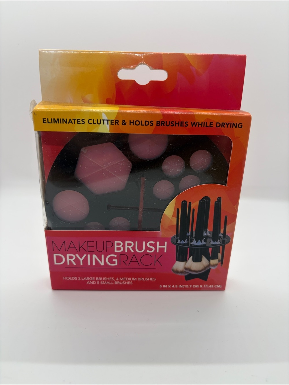NIB Black & Pink Makeup Brush Drying Rack Organizer Holds 14 Brushes